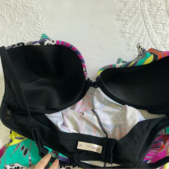 Cacique vibrant swim tankini swimsuit top size 44C underwire adjustable straps - Picture 5 of 9